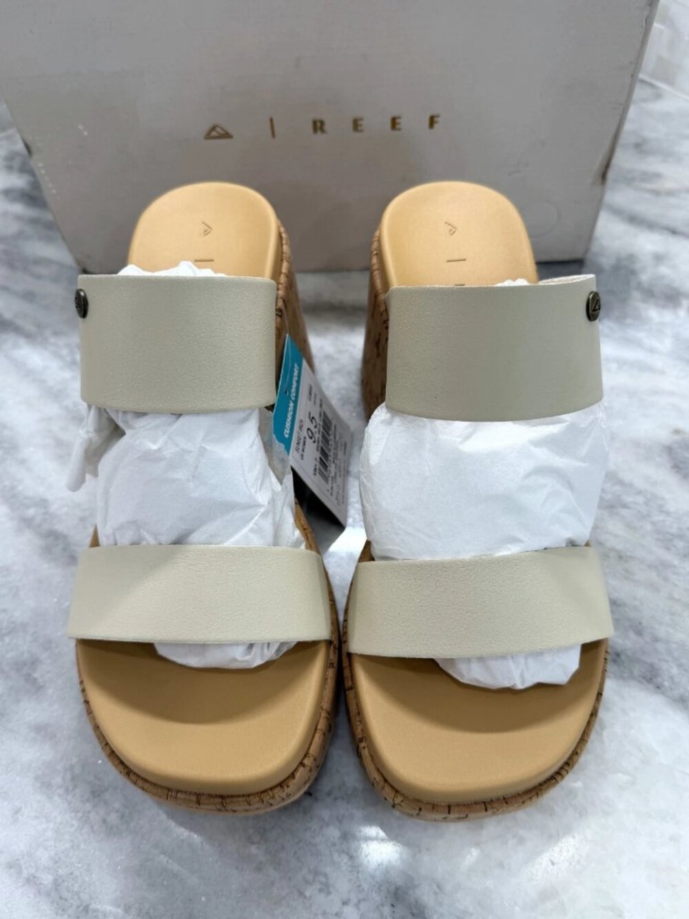 NIB REEF Sunset Ibiza Wedge Sandals Vintage Raffia Slides 9.5